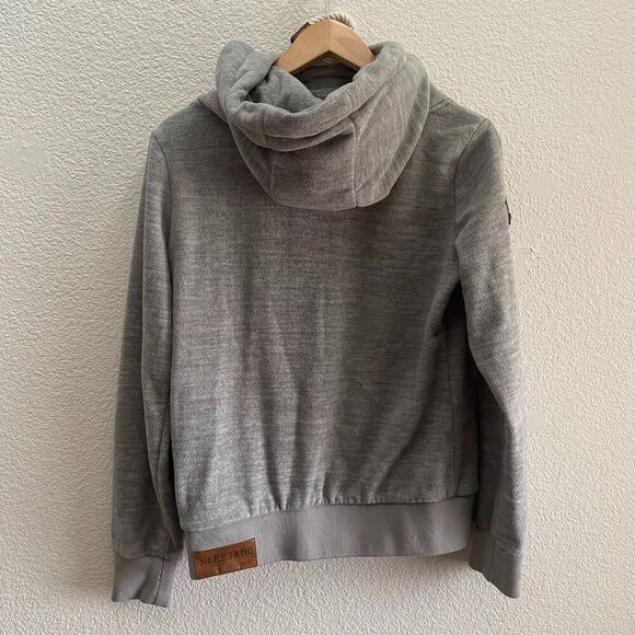 Naketano Cowl Neck Rope Accent Pullover Hoodie Sweatshirt Gray Color Medium - Picture 3 of 5